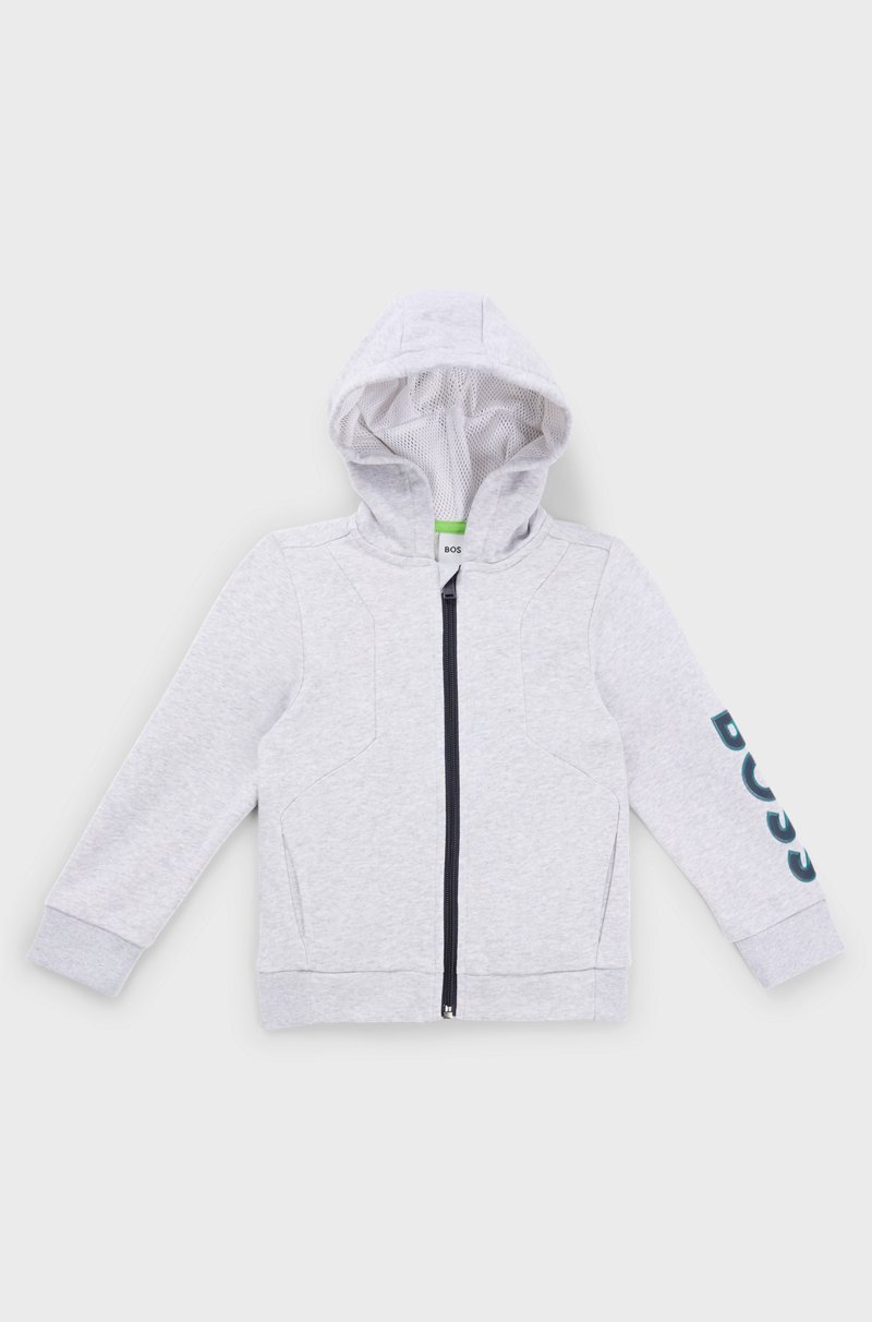 Hugo Boss Sudadera para niños en forro polar con capucha cremallera y logo grabado