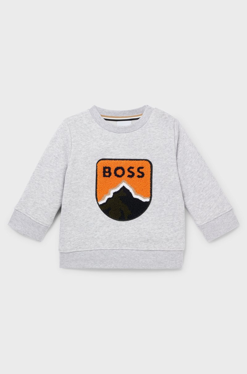 Hugo Boss Sudadera Para Niños En Mezcla De Algodón Con Logo E Ilustración De Montañas