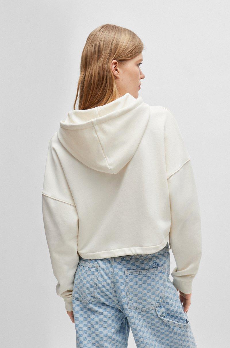 Hugo Boss Sudadera Recortada De Felpa De Rizo Con Capucha E Insignia De Logo Happy HUGO