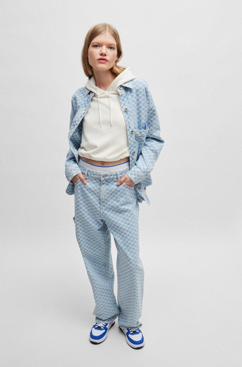 Hugo Boss Sudadera Recortada De Felpa De Rizo Con Capucha E Insignia De Logo Happy HUGO