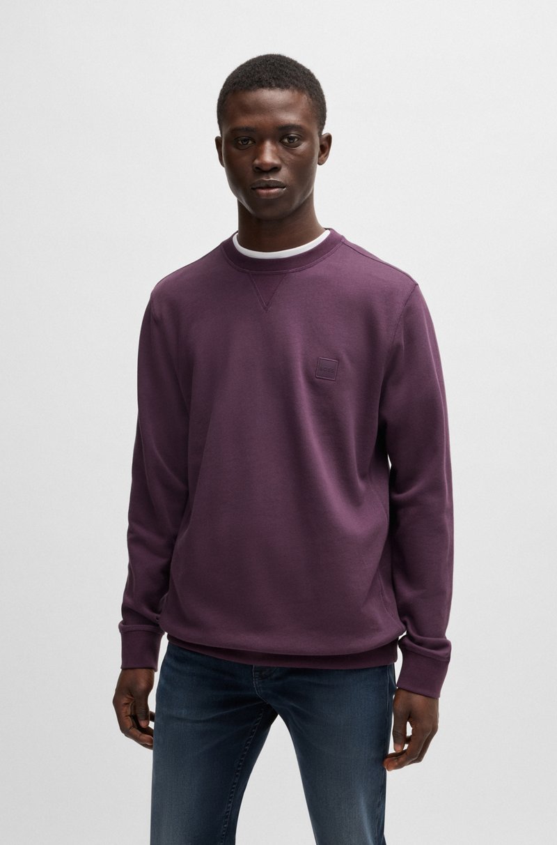 Hugo Boss Sudadera regular fit en felpa de algodón con parche de logo