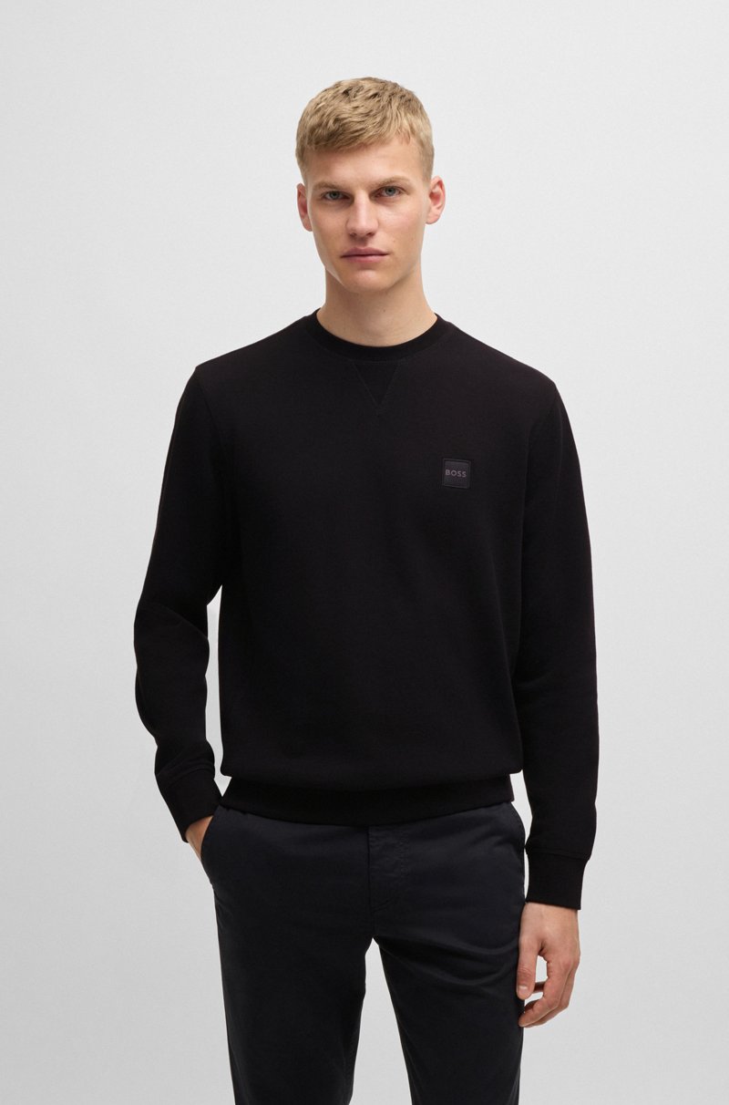 Hugo Boss Sudadera regular fit en felpa de algodón con parche de logo