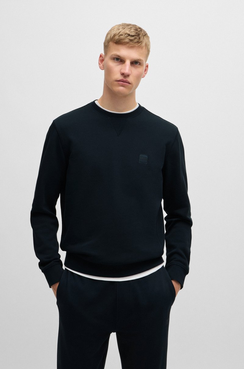 Hugo Boss Sudadera regular fit en felpa de algodón con parche de logo