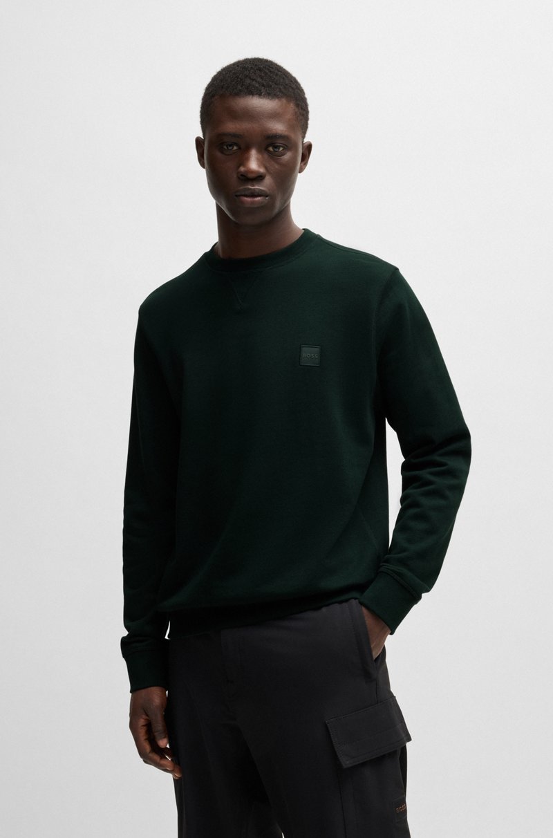 Hugo Boss Sudadera regular fit en felpa de algodón con parche de logo