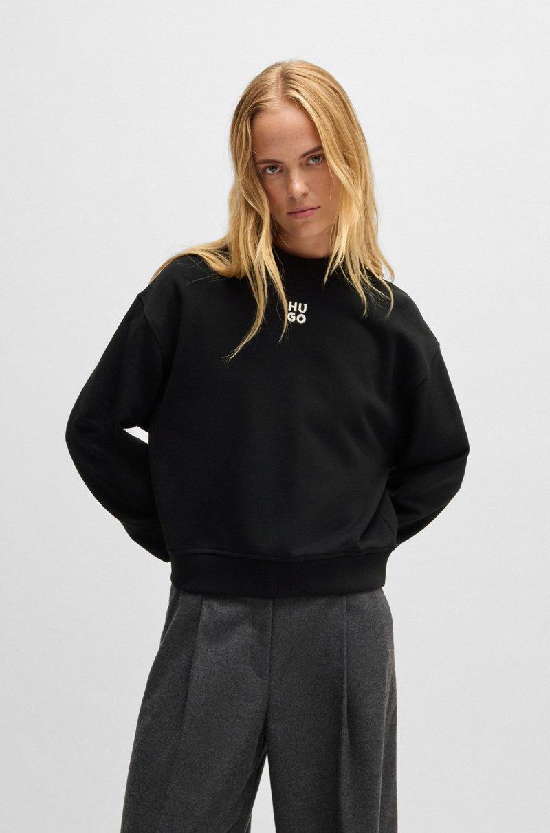 Hugo Boss Sudadera relaxed fit de felpa de algodón con bordado de logo apilado
