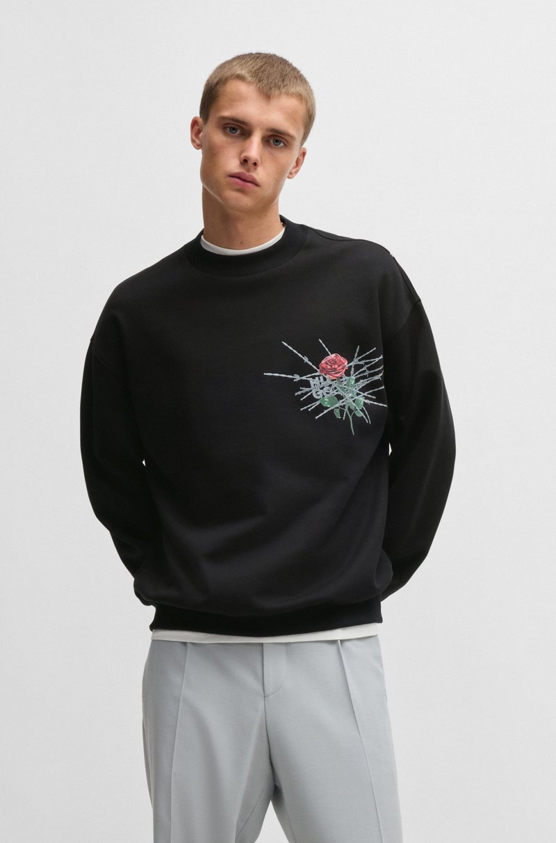 Hugo Boss Sudadera Relaxed Fit De Felpa De Algodón Con Estampados De Temporada