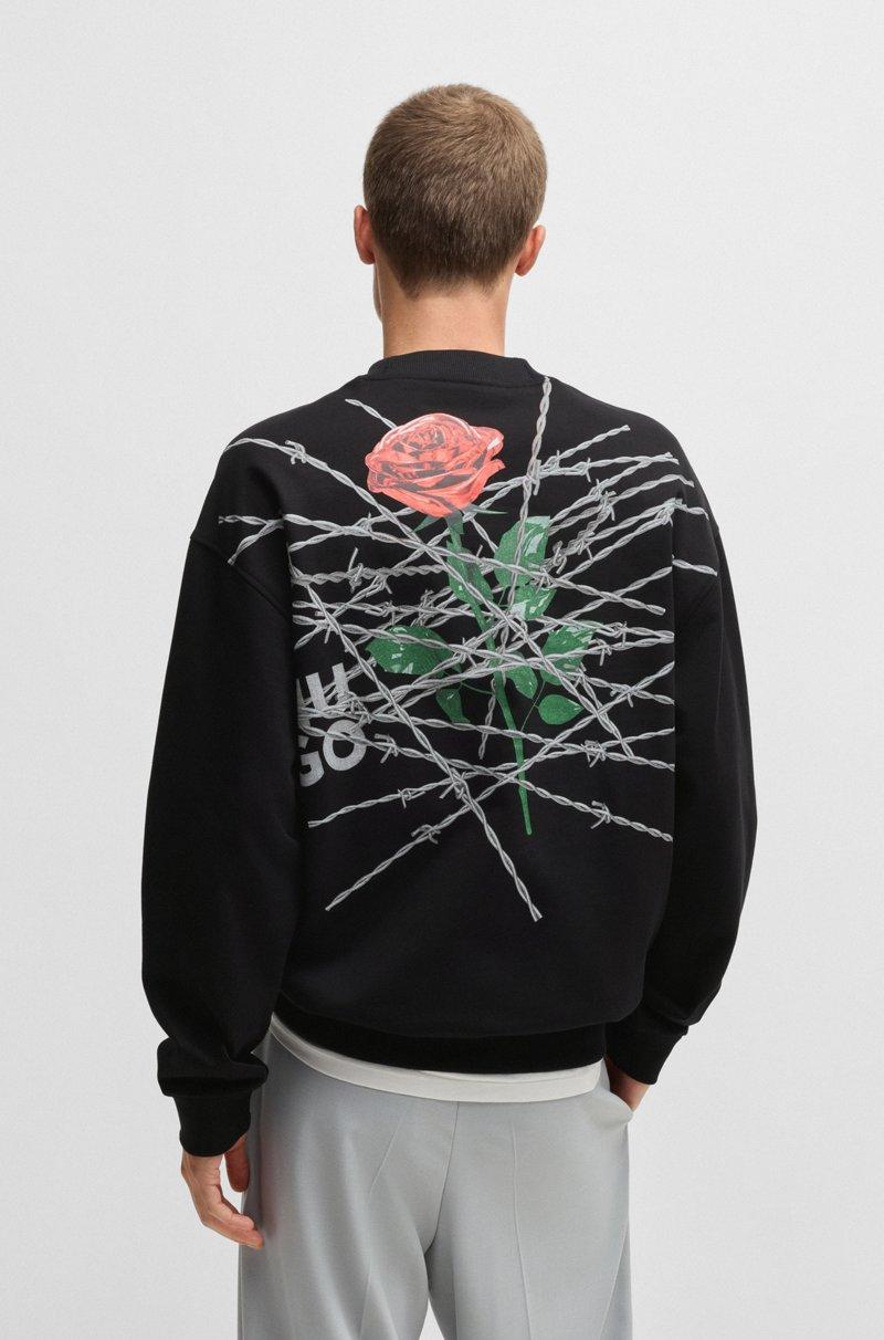 Hugo Boss Sudadera relaxed fit de felpa de algodón con estampados de temporada