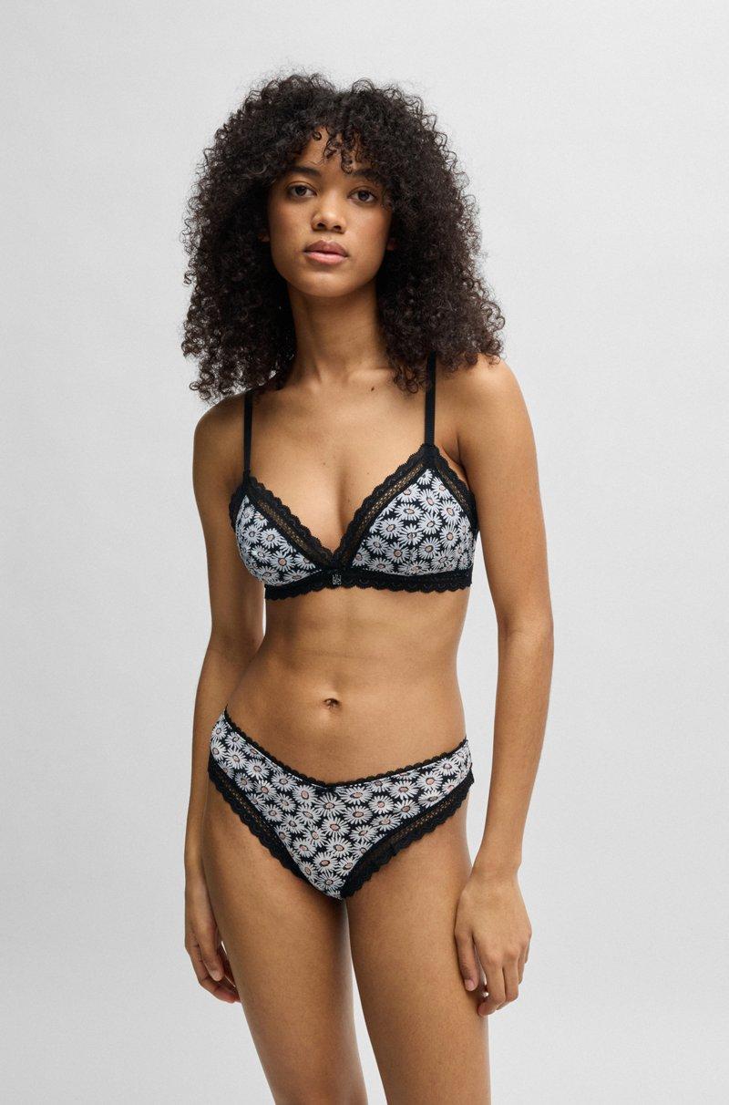 Hugo Boss Sujetador con estampado de margaritas y ribetes de encaje