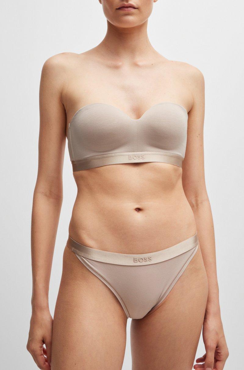 Hugo Boss Sujetador De Algodón Con Cinta De La Marca Y Tirantes Desmontables