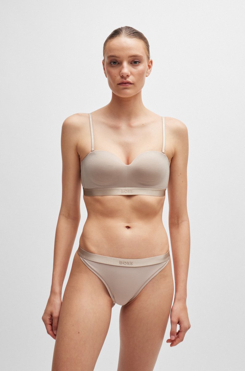 Hugo Boss Sujetador de algodón con cinta de la marca y tirantes desmontables