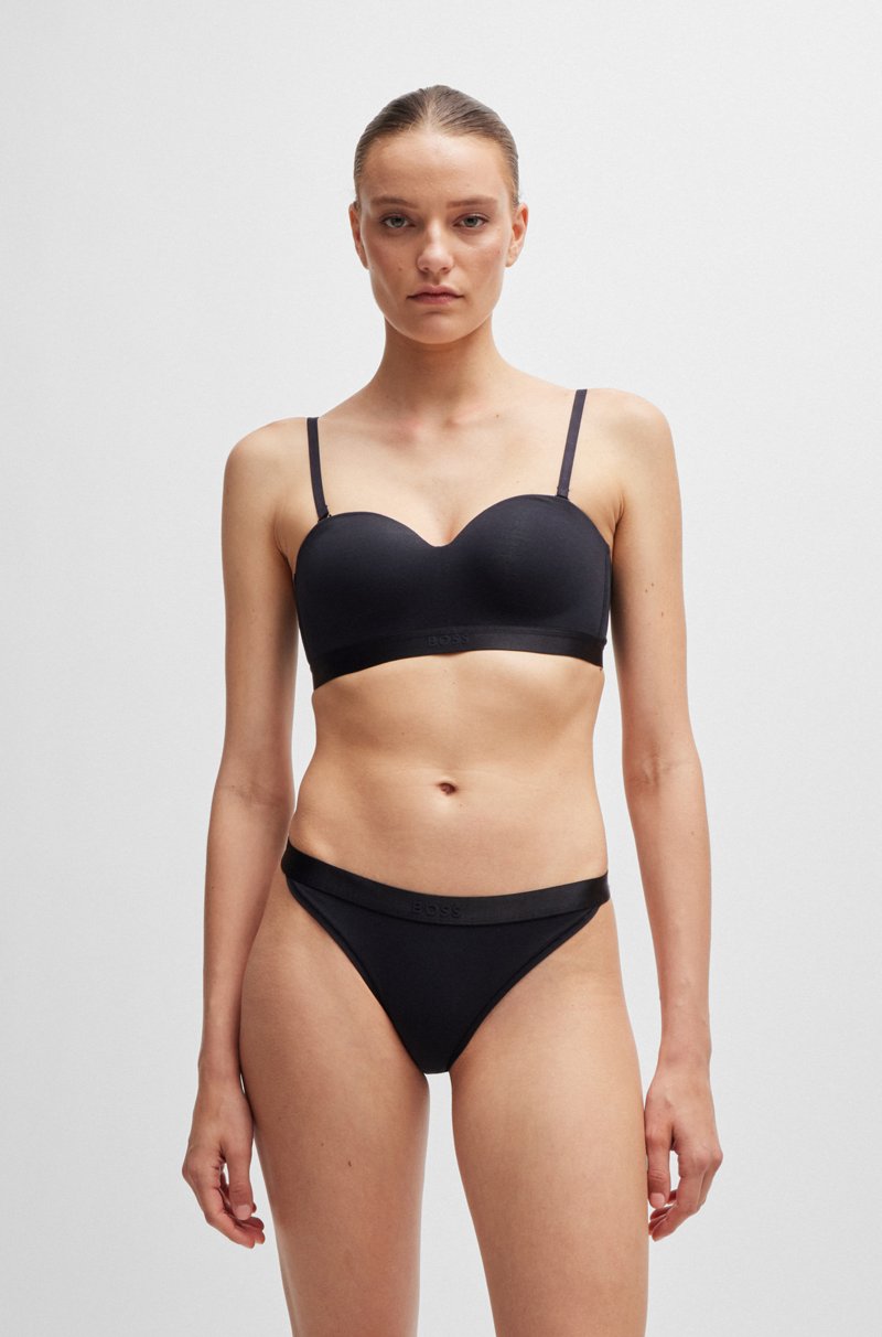 Hugo Boss Sujetador de algodón con cinta de la marca y tirantes desmontables