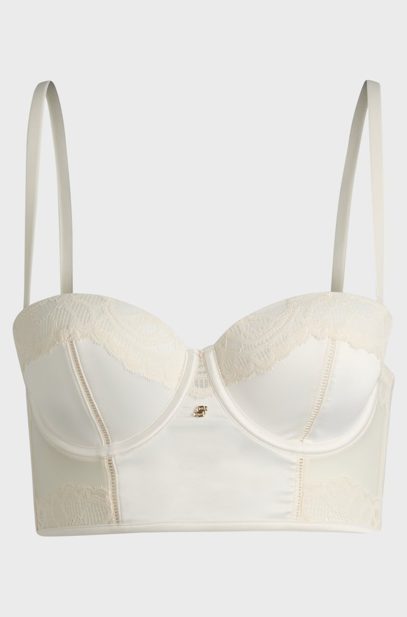 Hugo Boss Sujetador Largo Con Aros Y Ribete De Encaje Con Monograma Double B