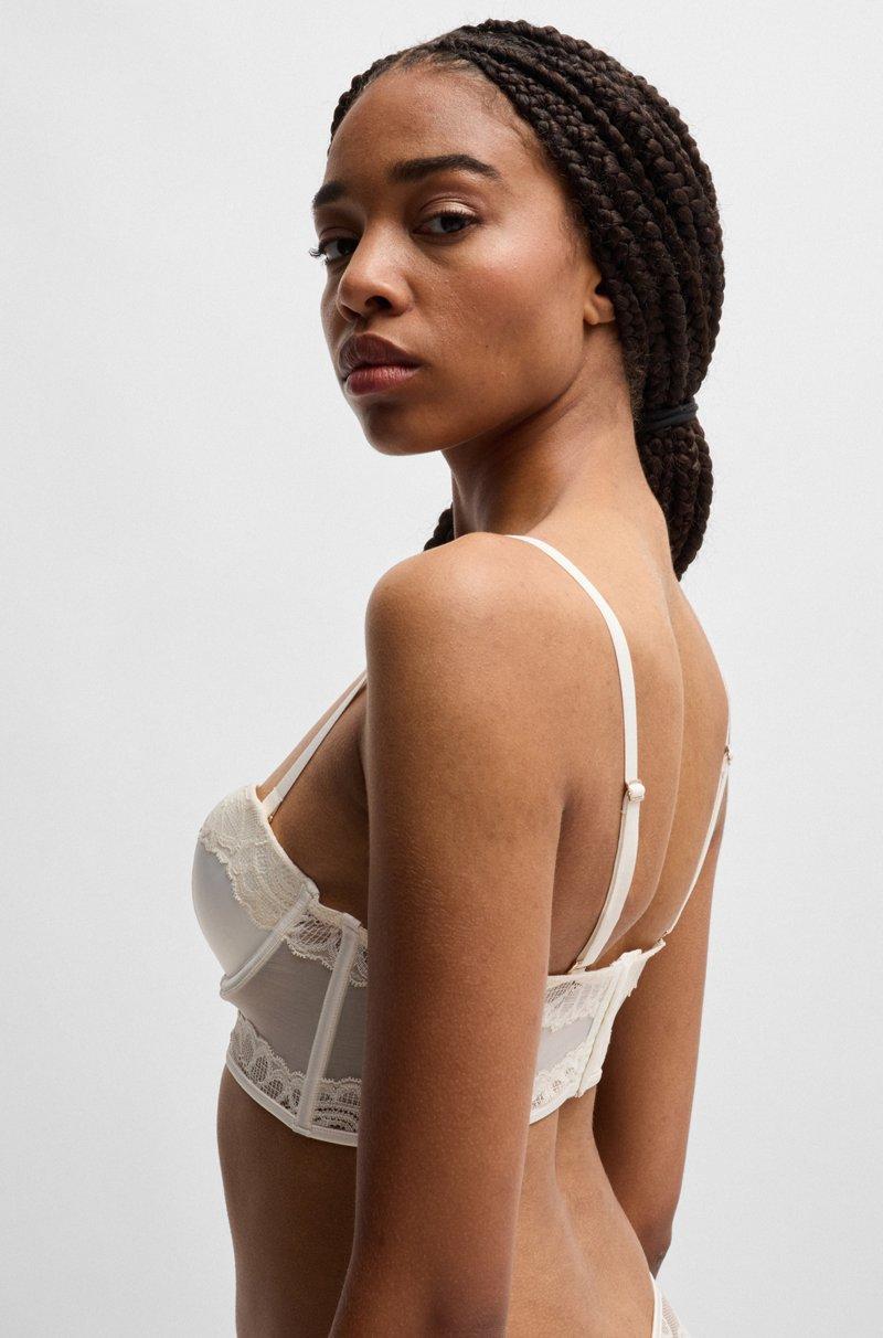 Hugo Boss Sujetador Largo Con Aros Y Ribete De Encaje Con Monograma Double B