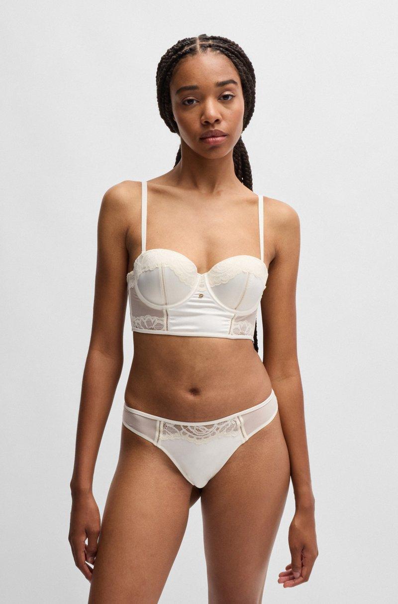 Hugo Boss Sujetador largo con aros y ribete de encaje con monograma Double B