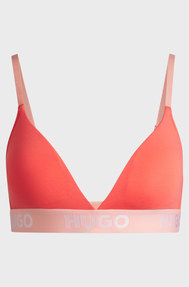 Hugo Boss Sujetador Triangular De Algodón Elástico Con Cinta De Logos