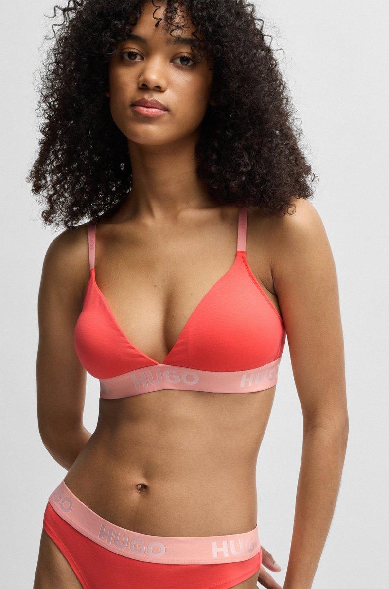 Hugo Boss Sujetador Triangular De Algodón Elástico Con Cinta De Logos