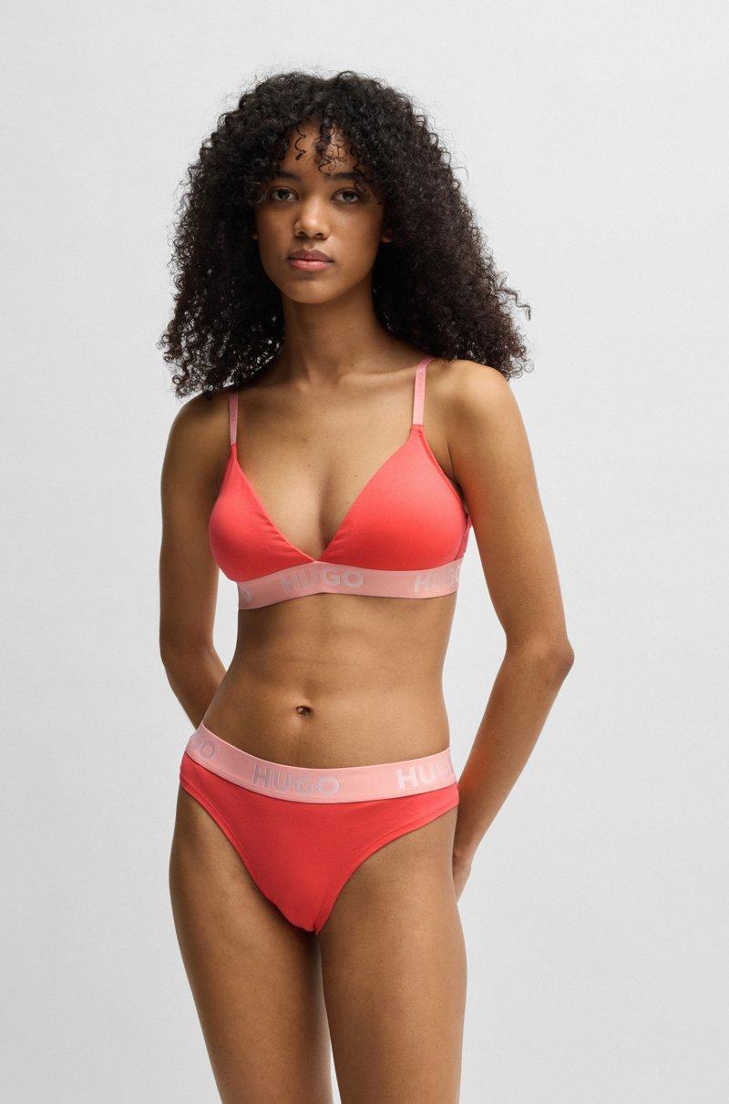 Hugo Boss Sujetador triangular de algodón elástico con cinta de logos