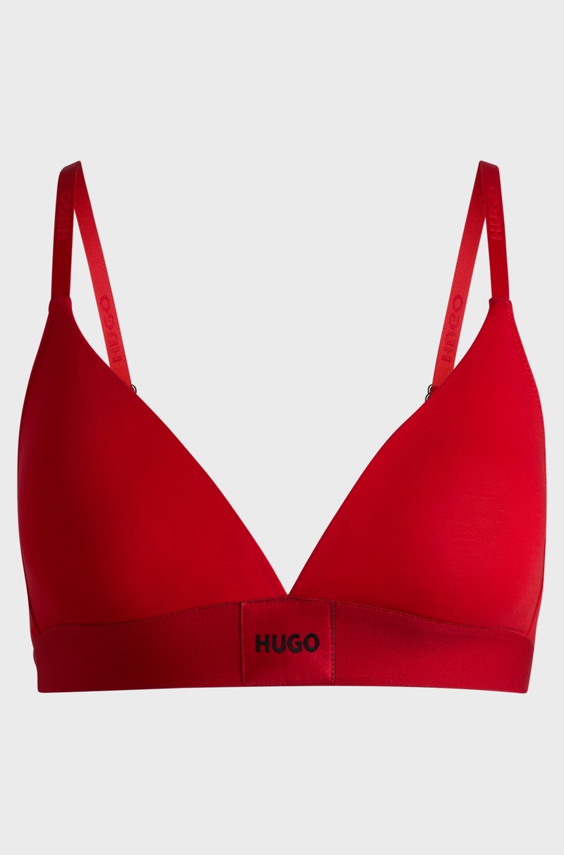Hugo Boss Sujetador Triangular De Algodón Elástico Con Etiqueta Roja Con Logo