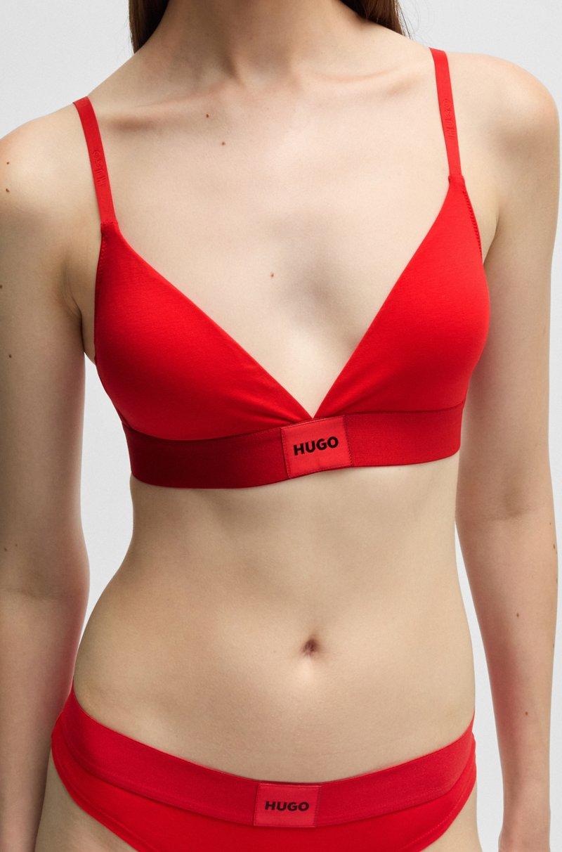 Hugo Boss Sujetador Triangular De Algodón Elástico Con Etiqueta Roja Con Logo