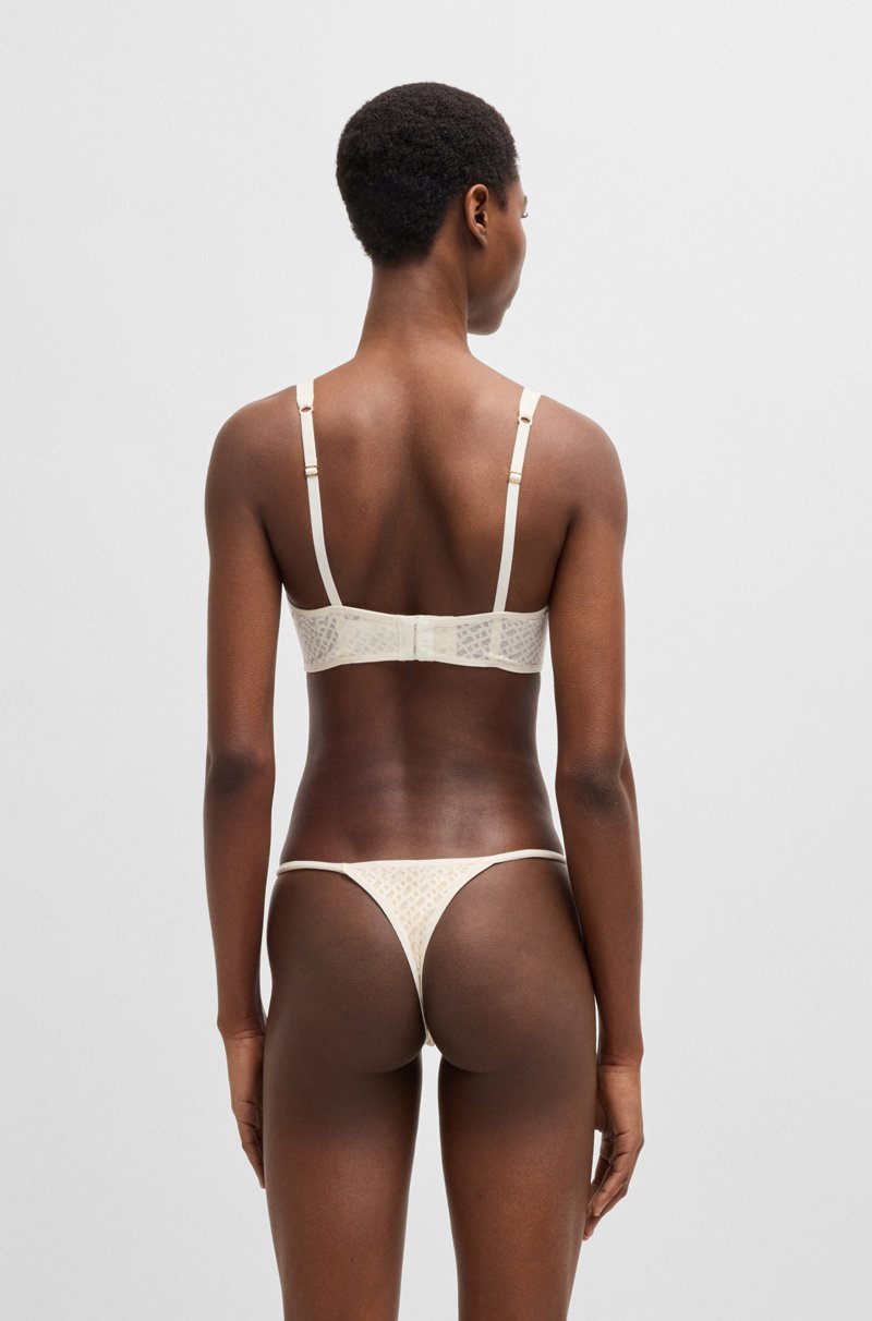 Hugo Boss Sujetador Triangular De Encaje Con Monograma Y Detalle Metálico De La Marca