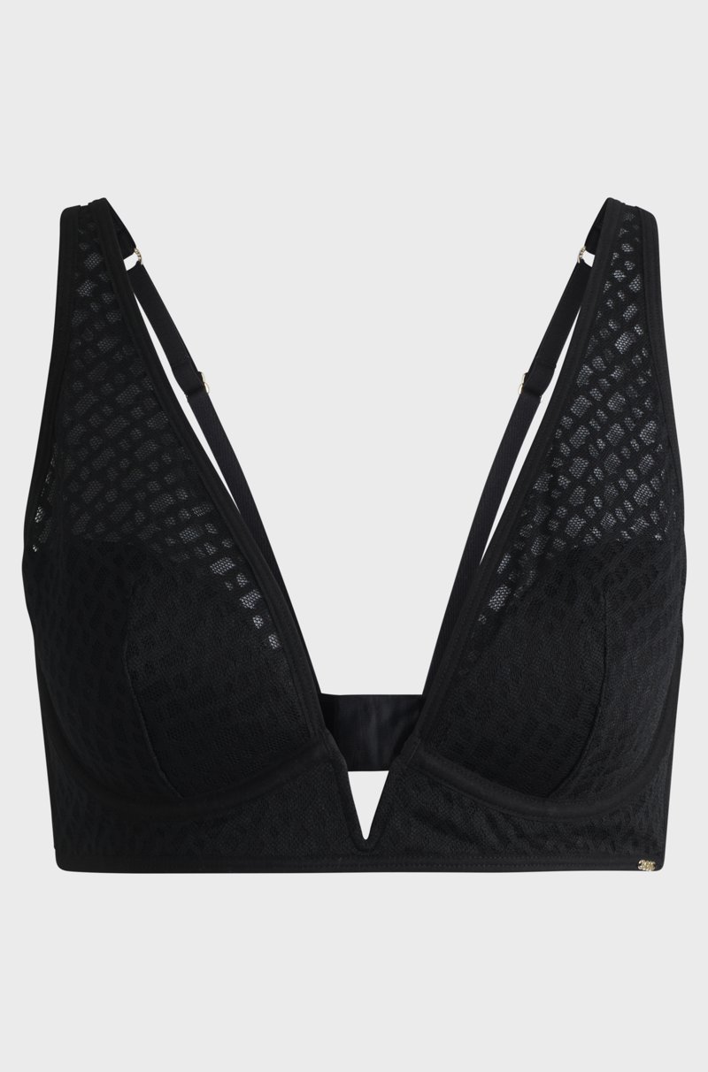 Hugo Boss Sujetador Triangular De Encaje Con Monograma Y Detalle Metálico De La Marca
