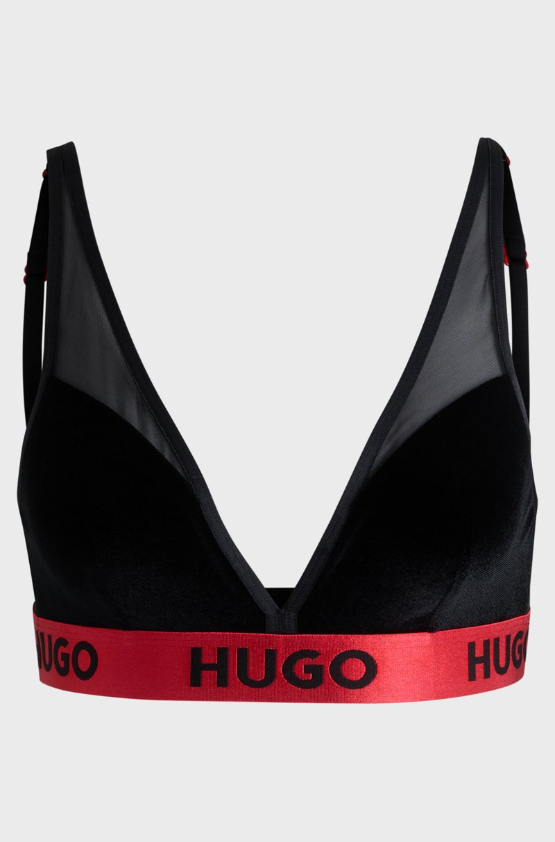 Hugo Boss Sujetador Triangular De Terciopelo Elástico Y Malla