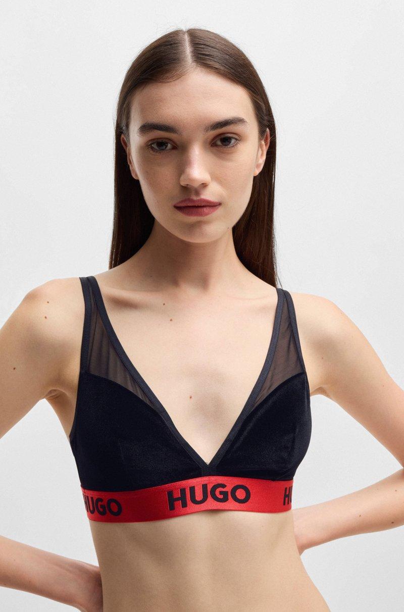 Hugo Boss Sujetador Triangular De Terciopelo Elástico Y Malla