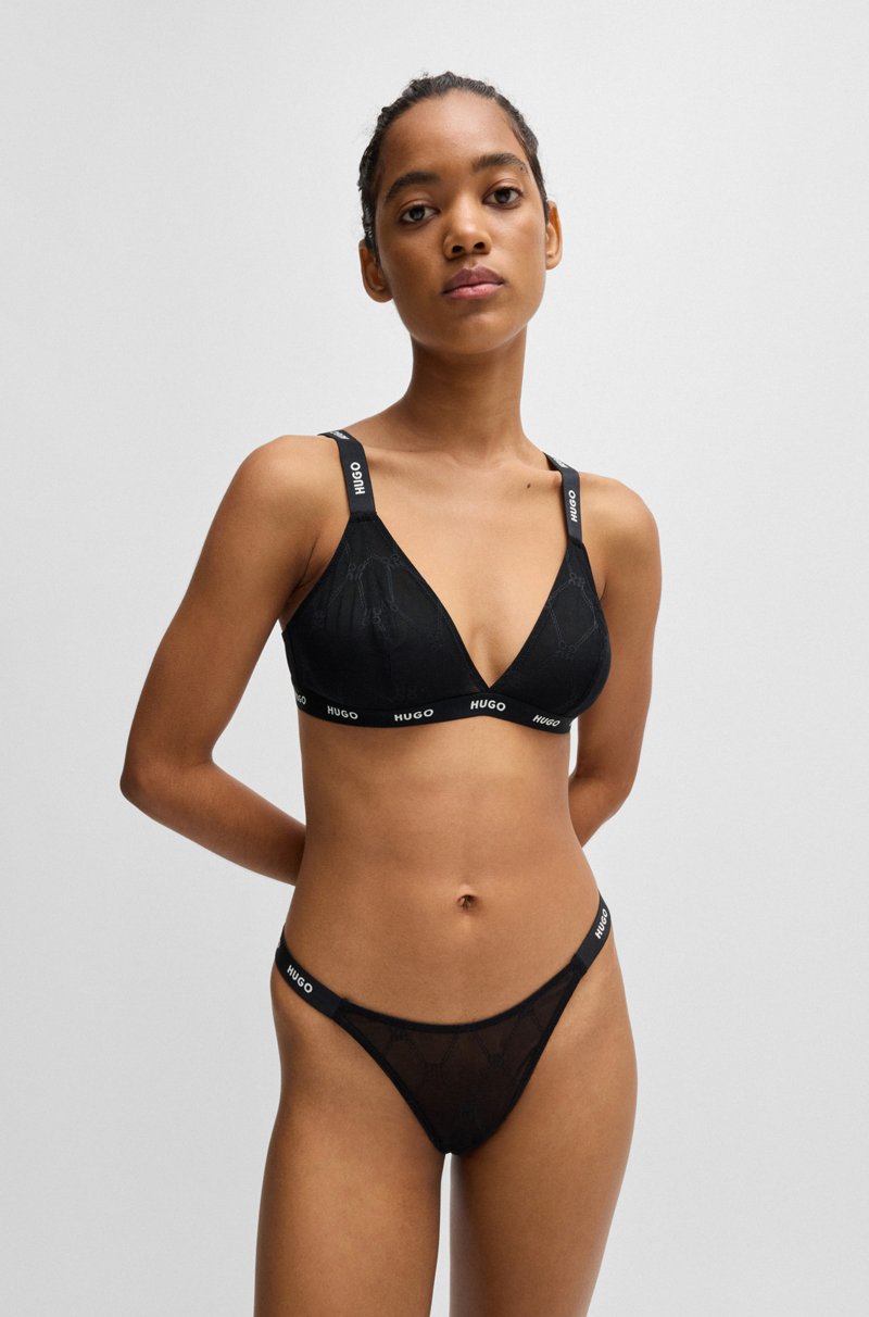 Hugo Boss Tanga con banda elástica de la marca y logos apilados