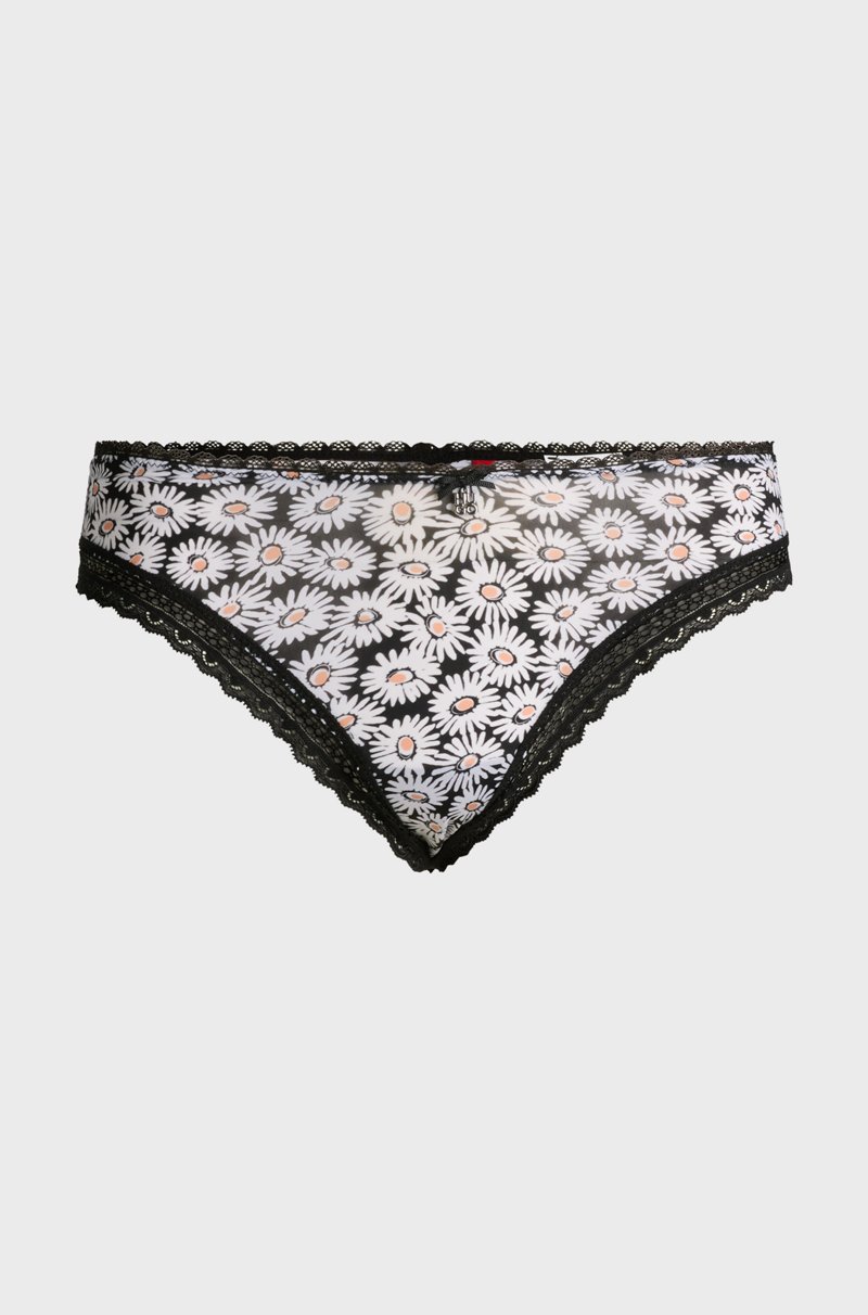 Hugo Boss Tanga Con Estampado De Margaritas Y Ribetes De Encaje