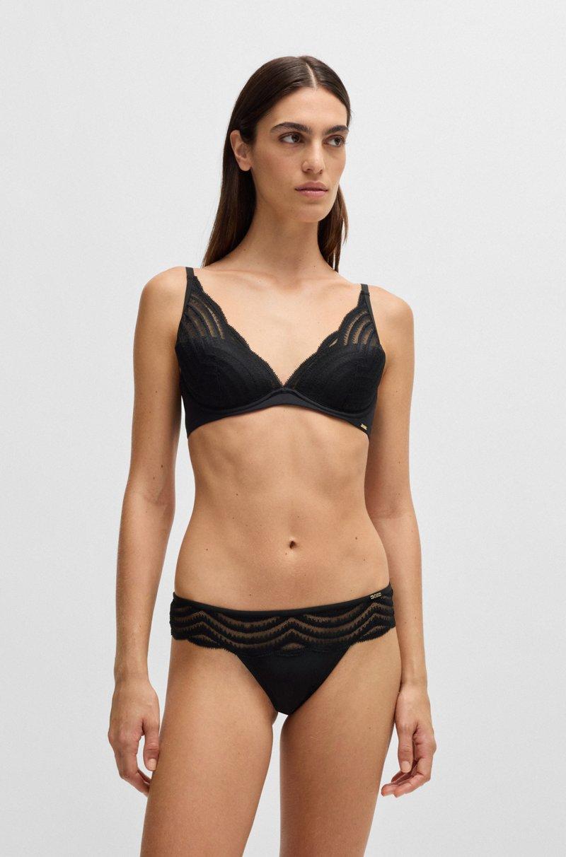 Hugo Boss Tanga con ribete de encaje y detalle de logo