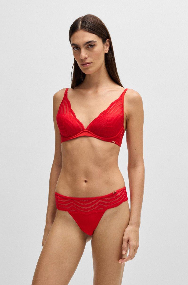 Hugo Boss Tanga con ribete de encaje y detalle de logo