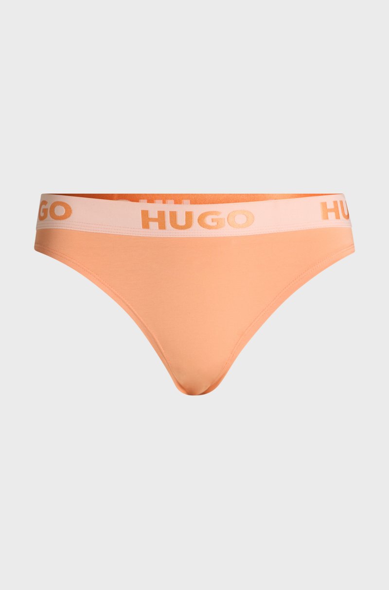 Hugo Boss Tanga De Algodón Elástico Con Logo En La Cintura