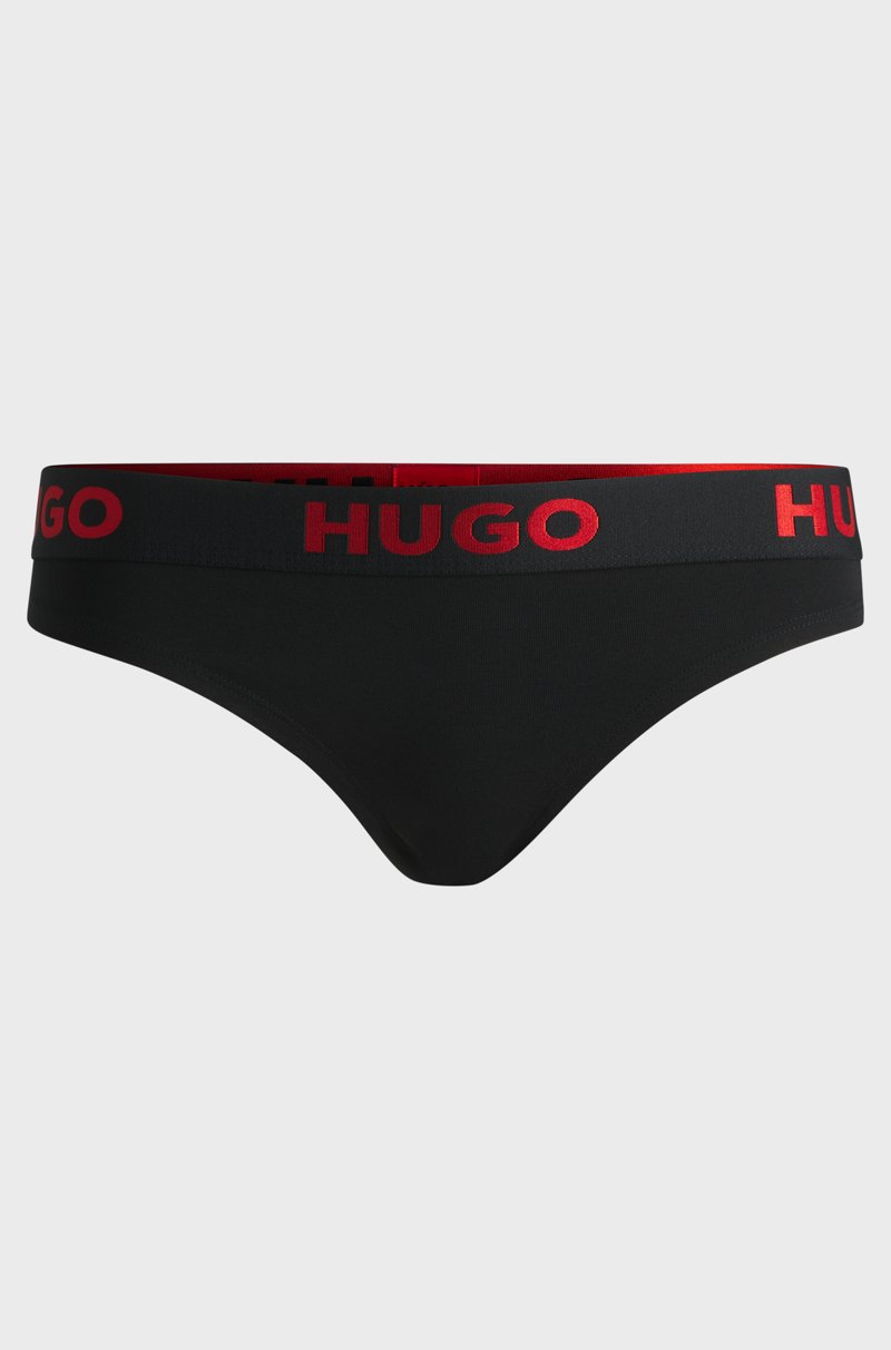 Hugo Boss Tanga De Algodón Elástico Con Logo En La Cintura