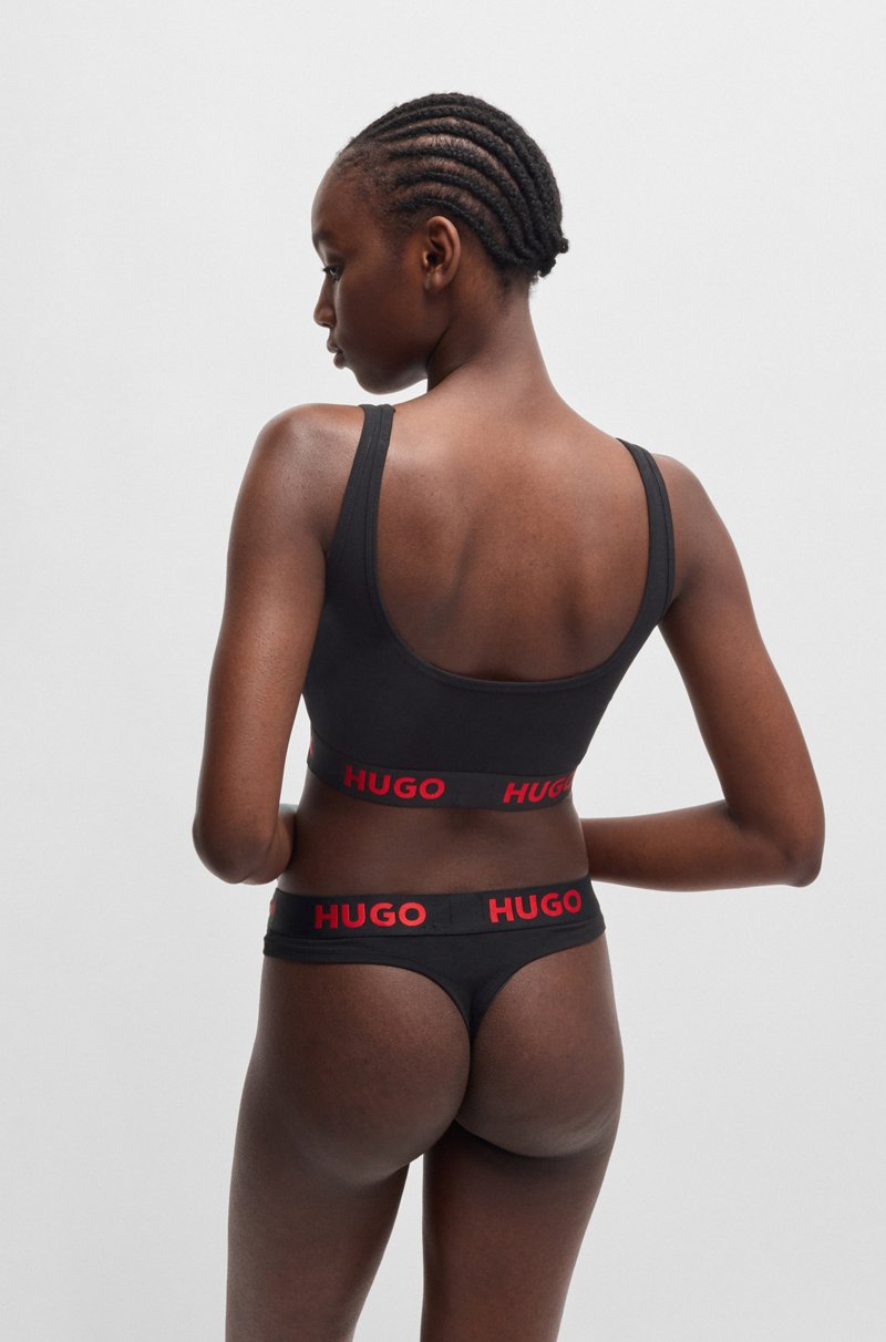 Hugo Boss Tanga De Algodón Elástico Con Logo En La Cintura
