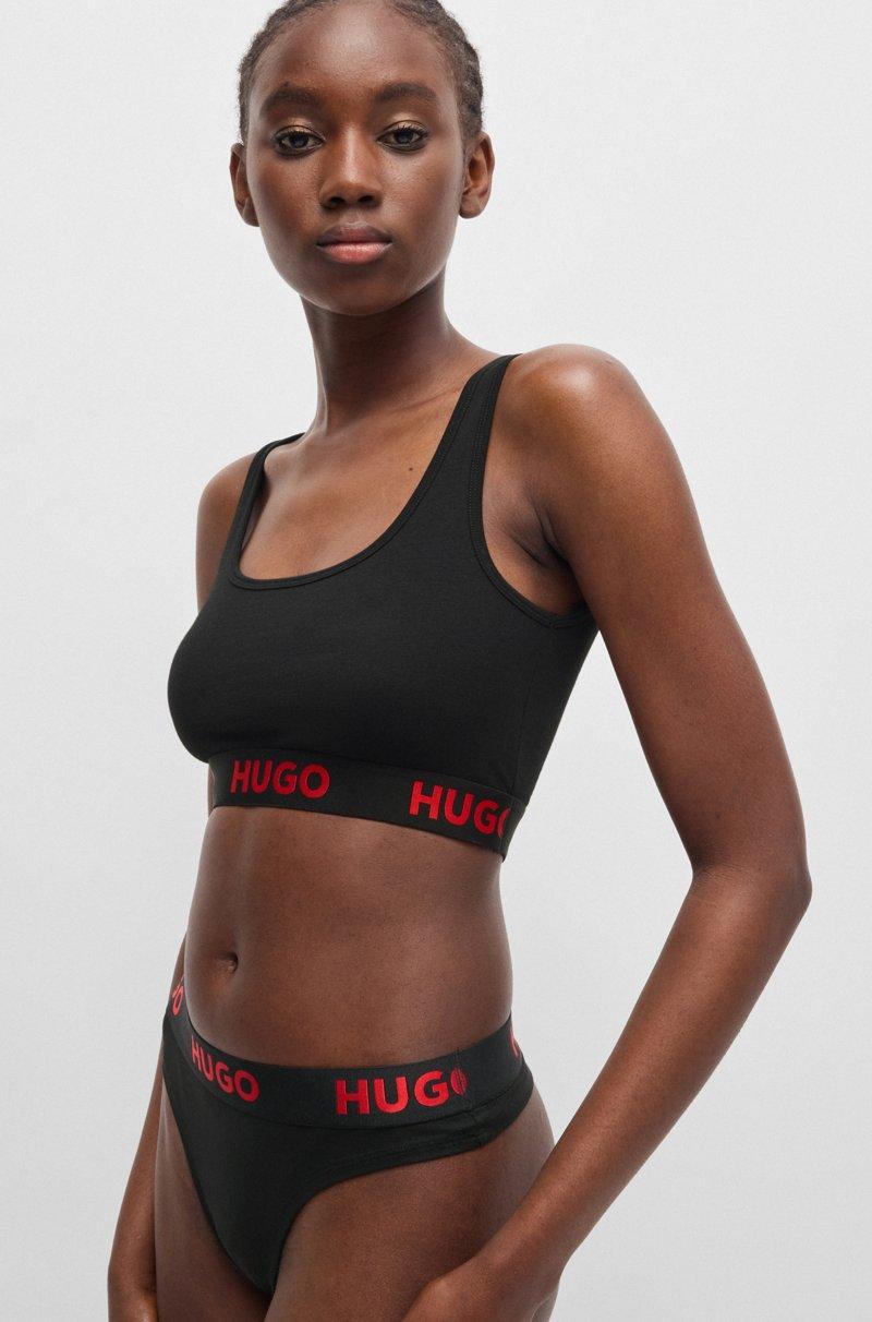 Hugo Boss Tanga de algodón elástico con logo en la cintura