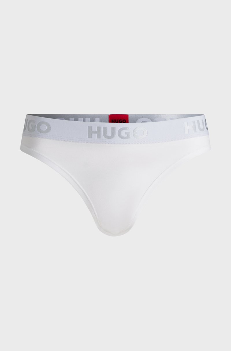 Hugo Boss Tanga De Algodón Elástico Con Logo En La Cintura