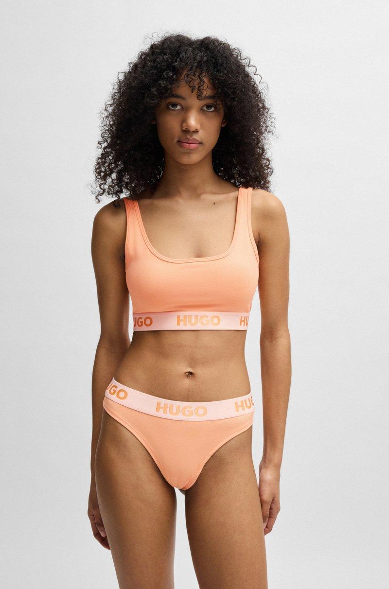 Hugo Boss Tanga de algodón elástico con logo en la cintura