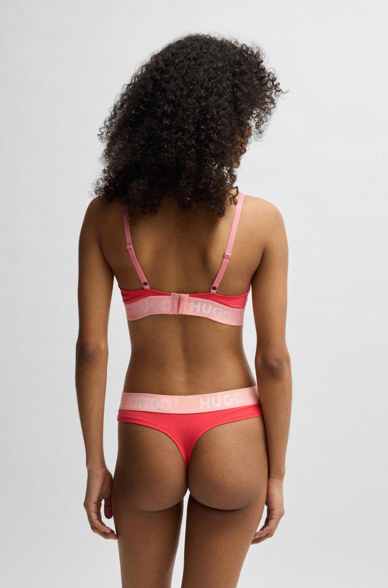 Hugo Boss Tanga De Algodón Elástico Con Logos En La Cintura