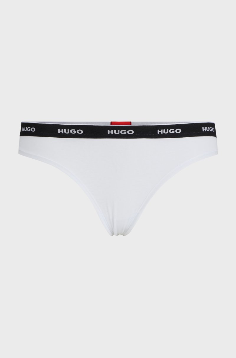 Hugo Boss Tanga De Algodón Elástico Con Logos En La Cintura