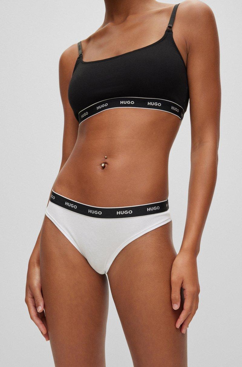 Hugo Boss Tanga De Algodón Elástico Con Logos En La Cintura