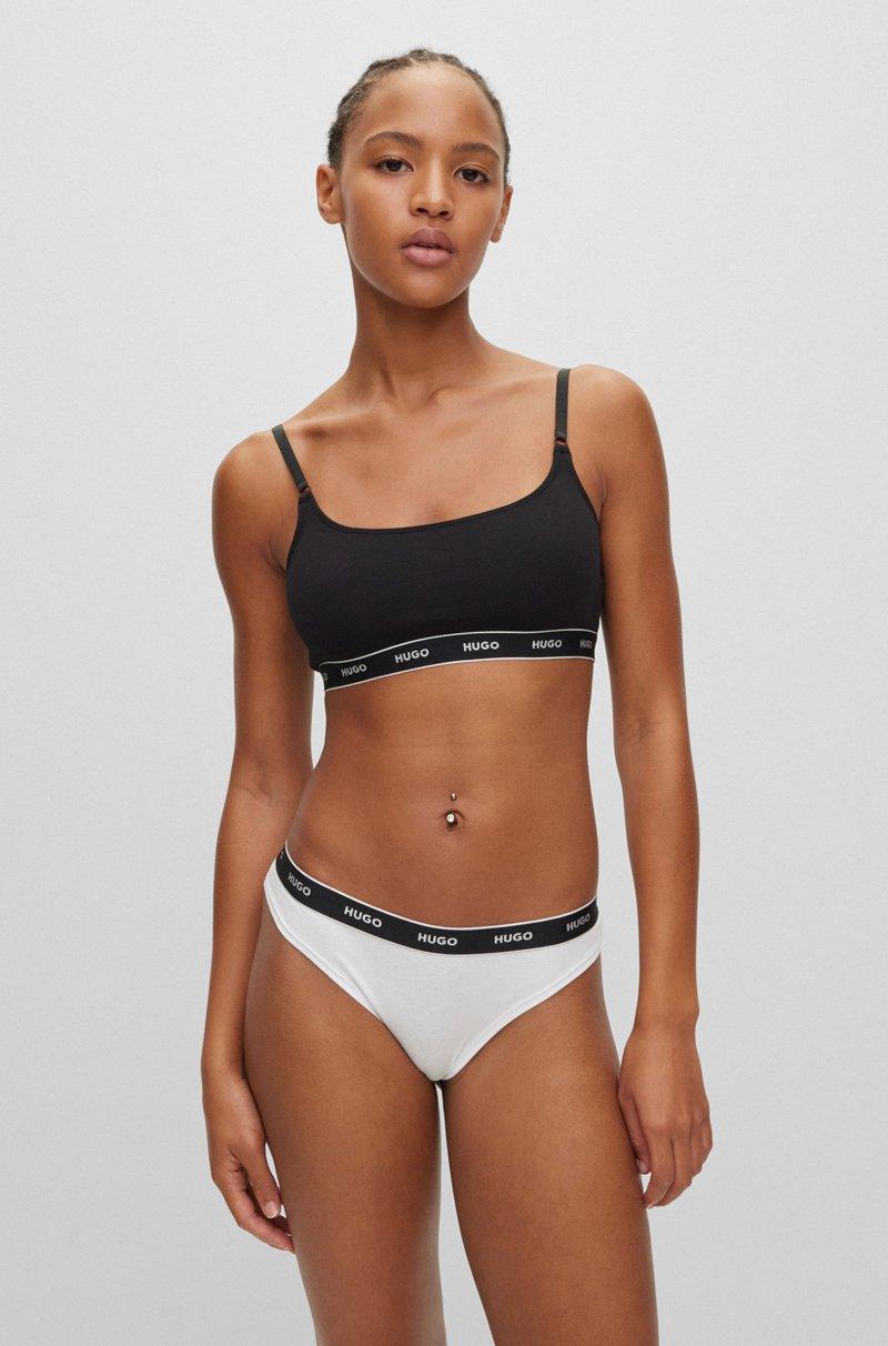 Hugo Boss Tanga de algodón elástico con logos en la cintura