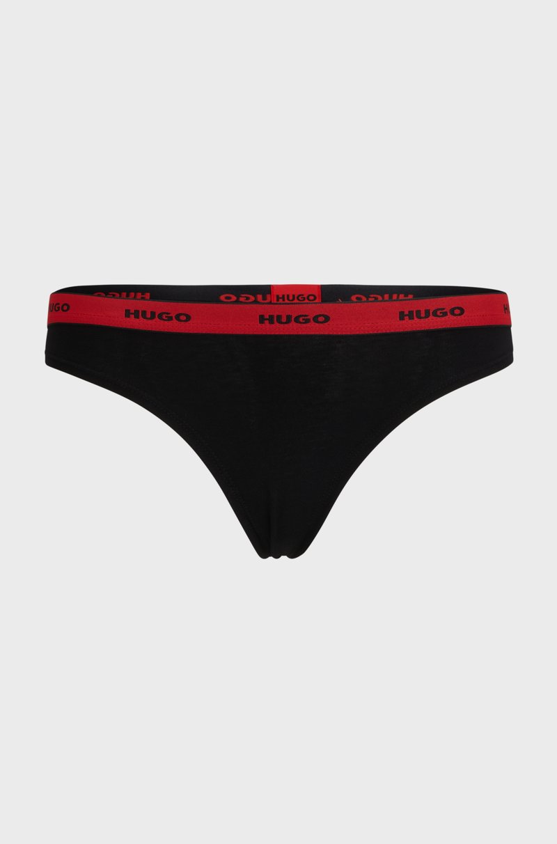 Hugo Boss Tanga De Algodón Elástico Con Logos En La Cintura