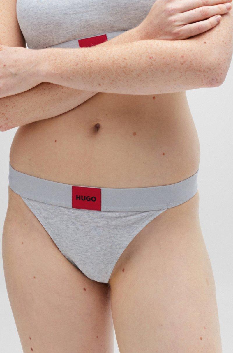 Hugo Boss Tanga De Algodón Elástico Con Logos En La Cintura