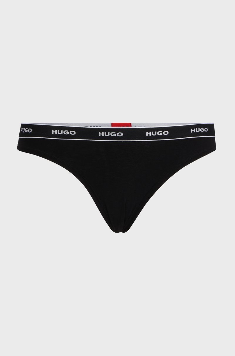 Hugo Boss Tanga De Algodón Elástico Con Logos En La Cintura