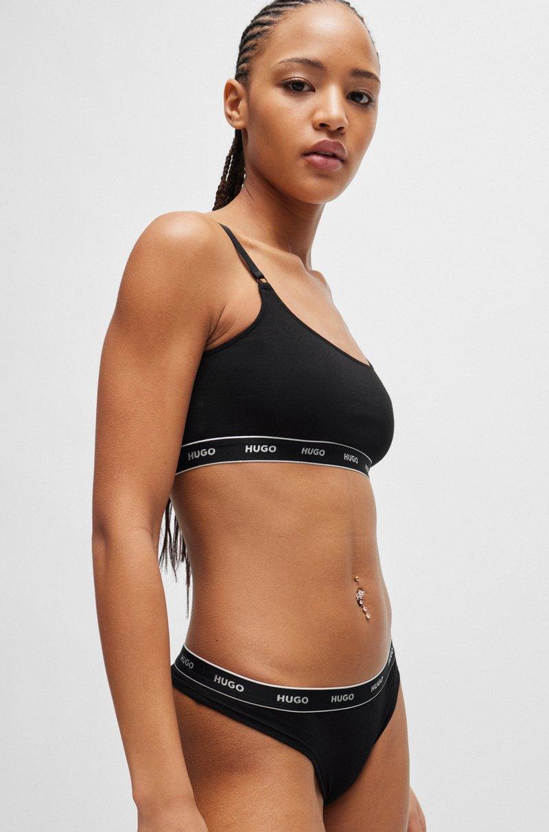 Hugo Boss Tanga De Algodón Elástico Con Logos En La Cintura