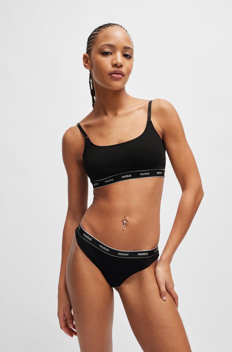 Hugo Boss Tanga de algodón elástico con logos en la cintura