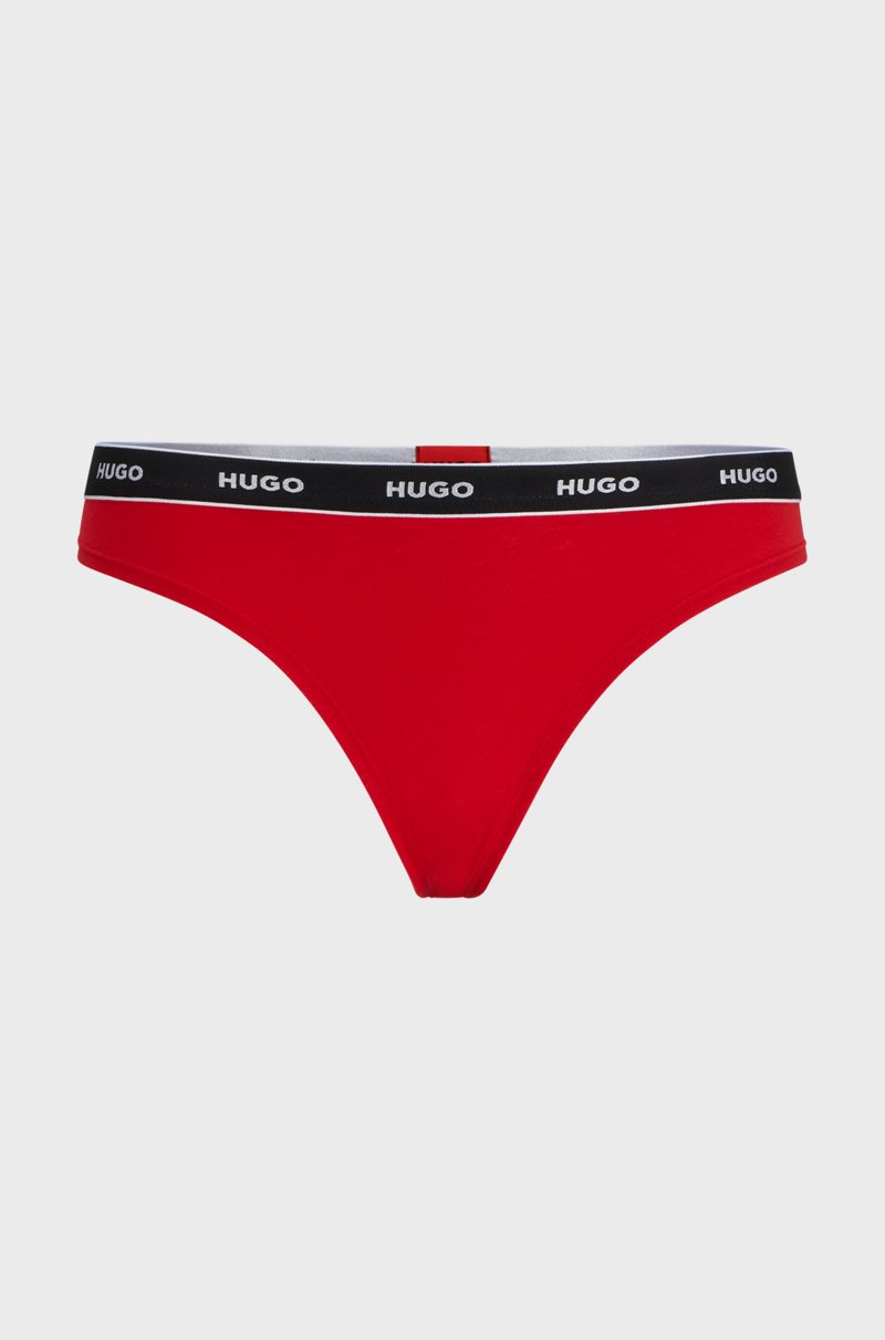 Hugo Boss Tanga De Algodón Elástico Con Logos En La Cintura