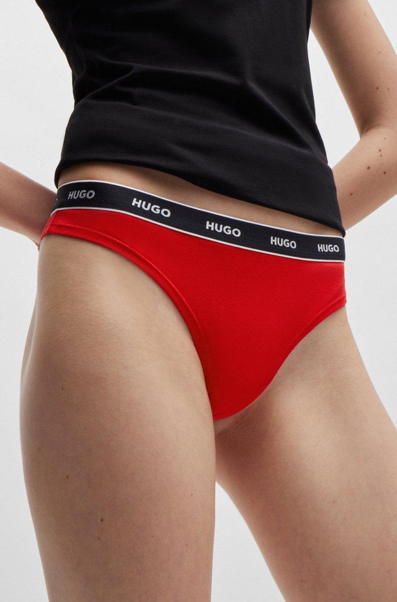 Hugo Boss Tanga De Algodón Elástico Con Logos En La Cintura