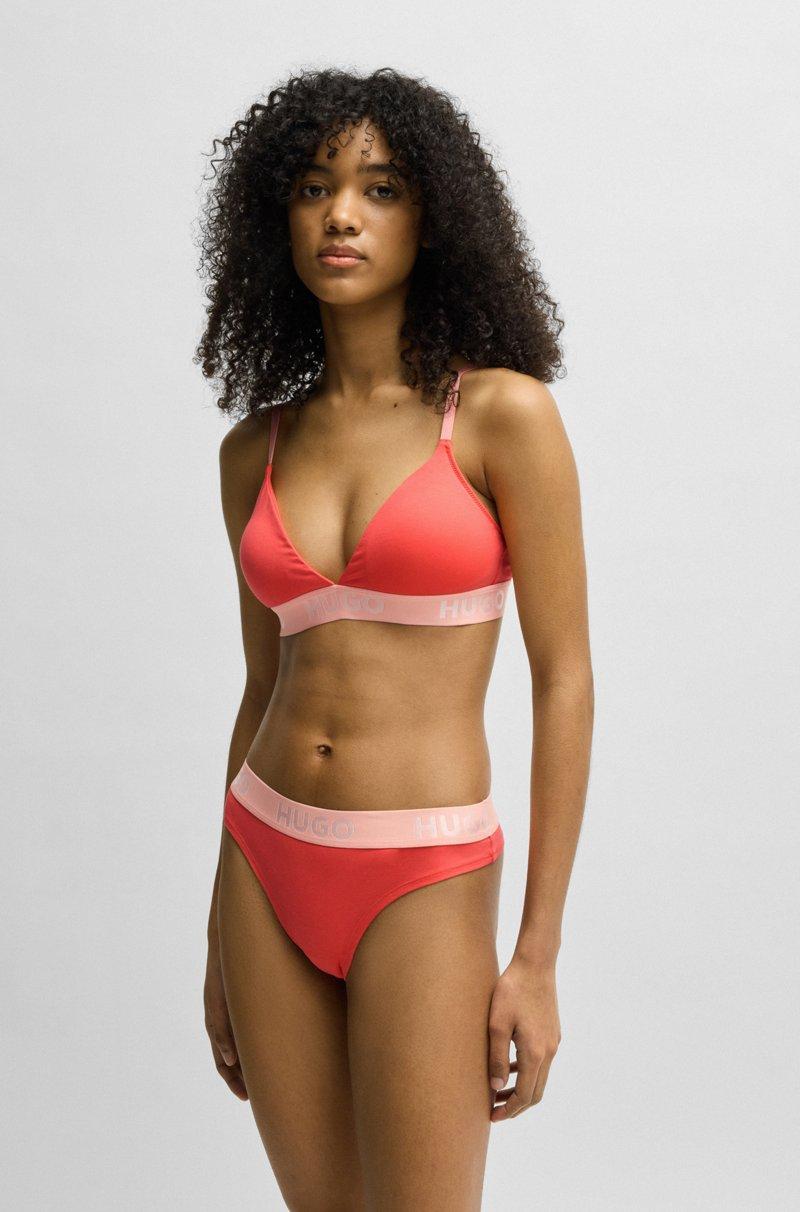 Hugo Boss Tanga de algodón elástico con logos en la cintura