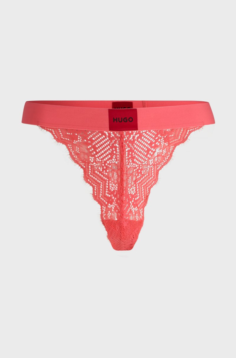 Hugo Boss Tanga De Encaje Con Etiqueta Con Logo Roja